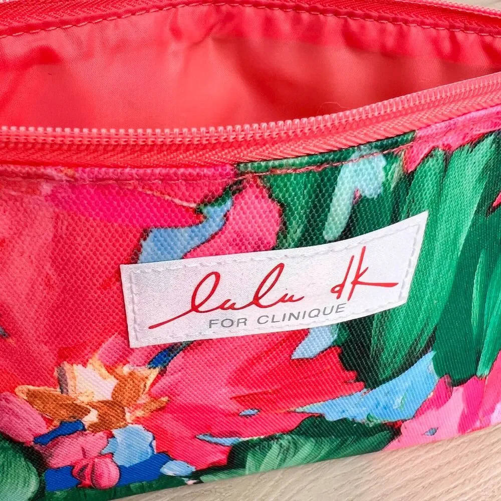 LuLu Dk For Clinique Limited Edition GWP Flower Makeup Cosmetic Zip Travel Bag